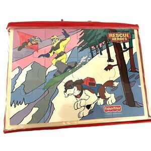 Fisher Price Rescue Heroes Wooden Puzzle 3 Pack with Carrying Case Vintage 2003